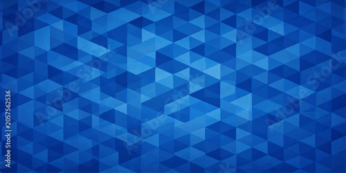 Φωτογραφία Geometric Blue Pattern: A stunning abstract background composed of countless interconnected blue triangles, creating a mesmerizing mosaic of geometric shapes