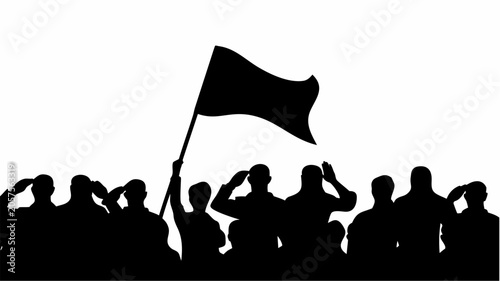 Canvastavla Soldiers salute flag in unison patriotically