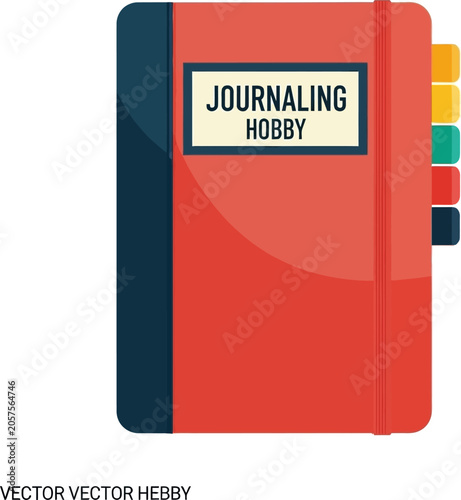 Quadro em tela Red Journaling Hobby Notebook with Colorful Tabs for Organization and Reflection