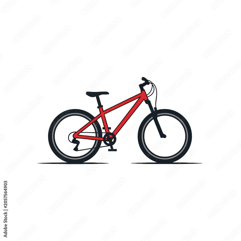 Fototapeta premium Red Mountain Bike Illustration with Black Tires and Frame.