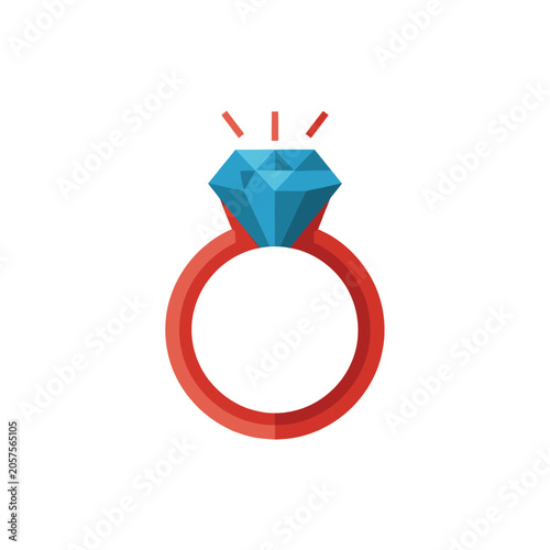 Red ring with large blue gemstone.