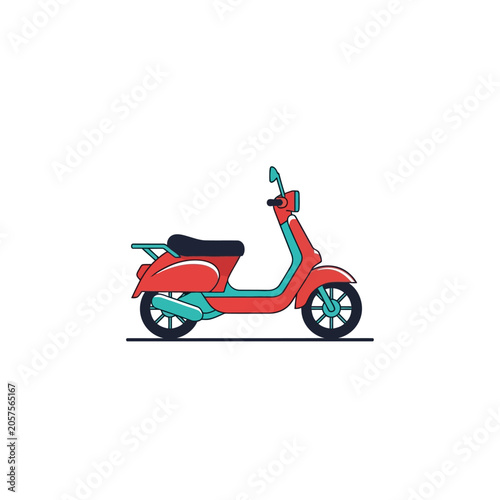 Red scooter vehicle transportation motorbike.