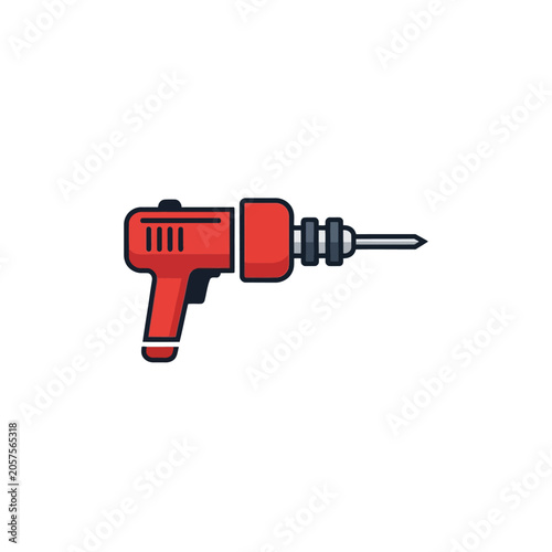 Red Electric Drill Tool Closeup.