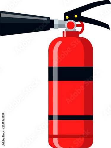Red Fire Extinguisher Safety Equipment Closeup.