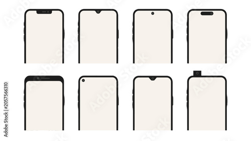 Schilderij op canvas Set of smartphone screen mockup frames with different notches