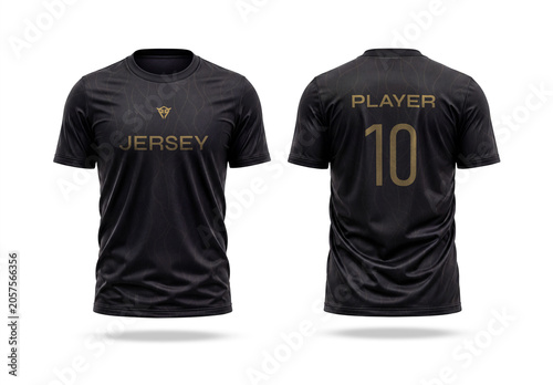 Dual Black Player Jersey Mockup with Front and Back Views