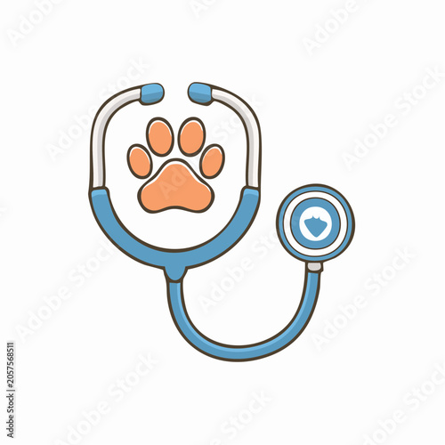 Veterinary Stethoscope with Paw Print Icon