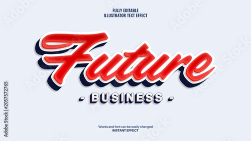 Future Business Red 3D Text Effect Editable Typography Vector Template For Modern Branding