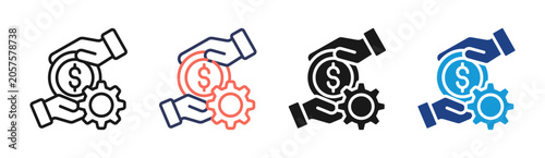 Financial Service icon set multiple style collection