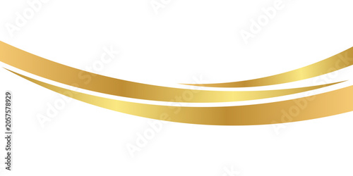 Cuadro en lienzo Flowing gold waves and lines with gold gradient for a luxurious frame or footer on certificates, banners