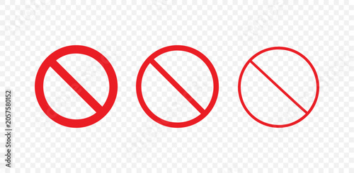 Red Forbidden and Stop Prohibition circle symbol Sign Icon Vector Set Isolated 
on transparent Background
