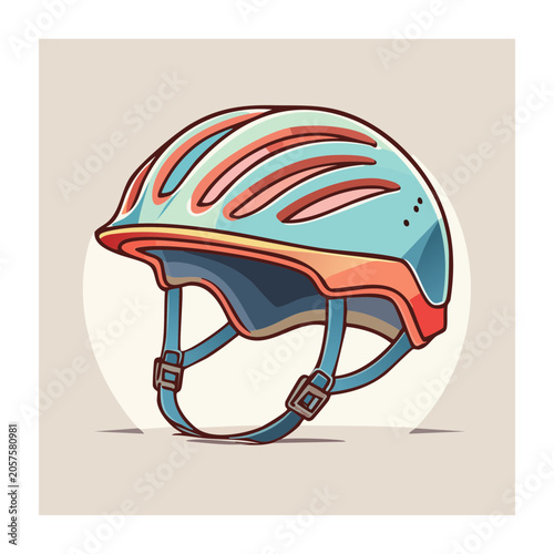 Flat design bicycle with helmet and wheels