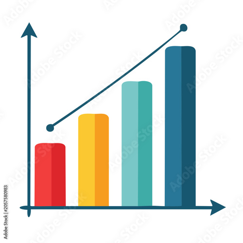 Flat design bar chart with upward arrow