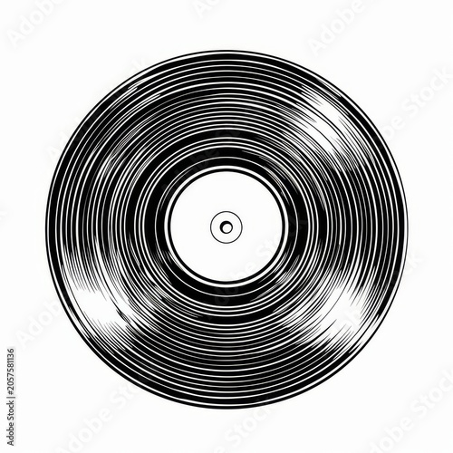 Abstract Vinyl Record With Waveform Inspired Groove Pattern