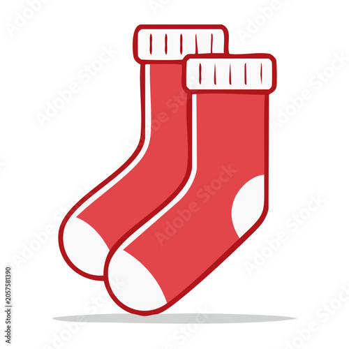 Red and white pair of socks illustration