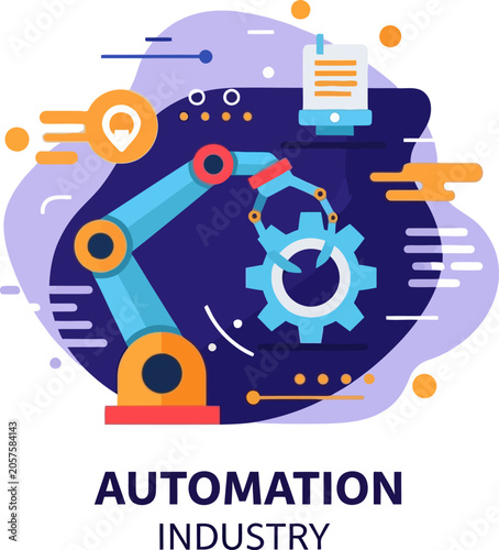 Tableau sur toile Robotic arm with gear and cog.