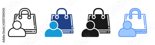 Shopping Customer icon set multiple style collection