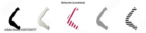 Delacroix (Louisiana) blank outline map set