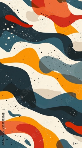 Abstract Fluid Waves With Vibrant Color Layers