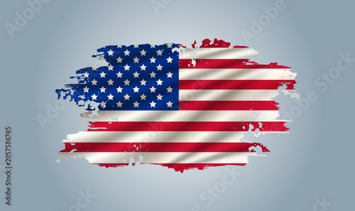 American flag made in brush stroke background.Dynamic design in the form of a brush stroke.