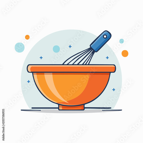 Illustration of a Whisk in a Mixing Bowl