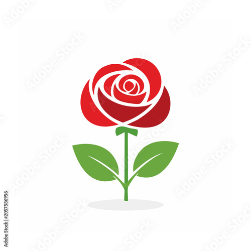 Red pinwheel with green stem and leaves