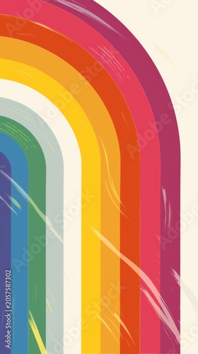 Vibrant Retro Rainbow Arches With Colorful Abstract Minimalist Design Background