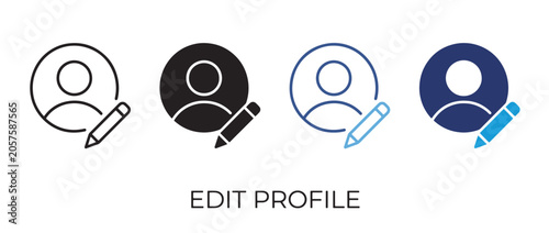 User edit icon set. person with pencil symbol. profile update and account editing concept. vector illustration. Adobe Illustrator Artwork