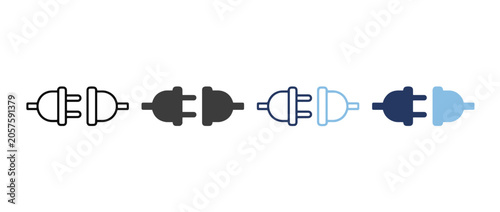 Electric plug connection icon set. power supply symbol. energy and technology concept. vector illustration. Adobe Illustrator Artwork