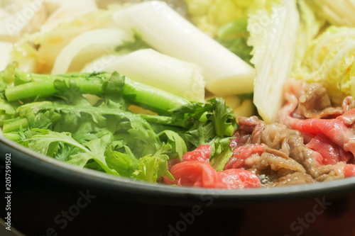 Sukiyaki Hot Pot with Beef and Vegetables