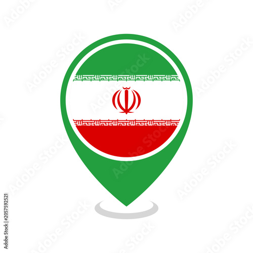 Location pin of Iran flag map marker on white background vector illustration icon for mobile apps ui and web design eps10.