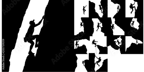 Man Scaling A Rock Wall Silhouette