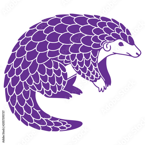 Purple pangolin animal illustration isolated on transparent background