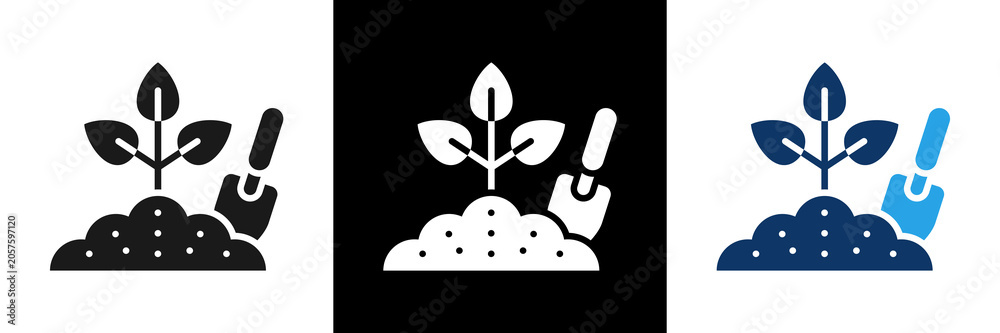 Fototapeta premium Tree Planting Icon Set Glyph Vector Illustration