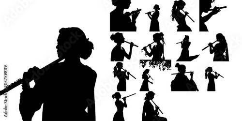 Fotografía Woman with a Flute Silhouette