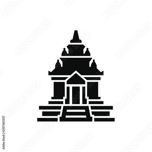 Schilderij op canvas Ancient Stone Temple Silhouette Icon.