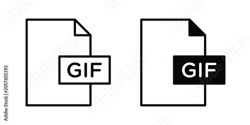 Tablou pe pânză Gif icon Silhouette and outline vectors