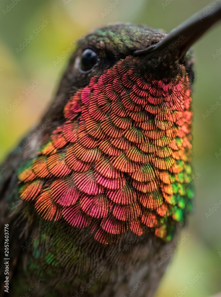 Fototapeta premium Extreme Macro of a Hummingbird's Iridescent Neck Feathers