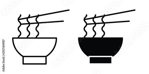 Εκτύπωση καμβά Noodles icon Silhouette and outline vectors