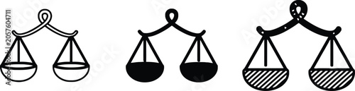 Konstfotografi Three balance scales showing different weights and fairness concepts Vector