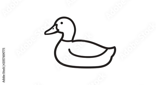Minimalist line drawing of a white swan in a pond.