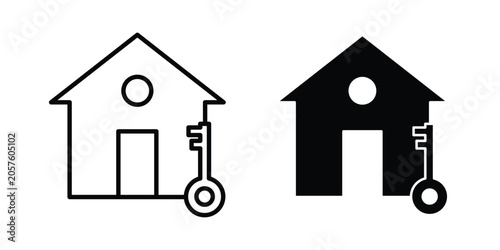 Quadro su tela Selling or rent home icon Silhouette and outline vectors
