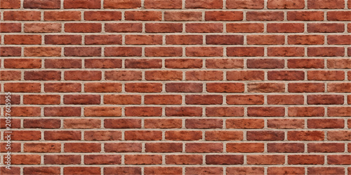 Konstfotografi Realistic Red Brick Wall Vector Background with Clean Repeating Pattern for Mode