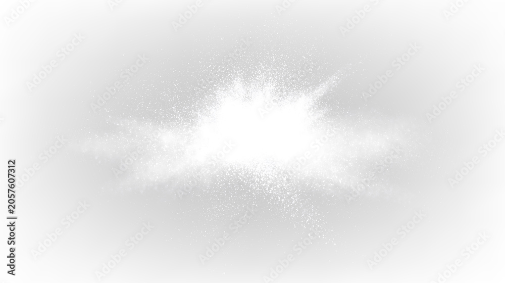 Obraz premium White dust particle sprite impact effect with misty edges isolated on transparent background shows an explosion of particles, light overlay, PNG