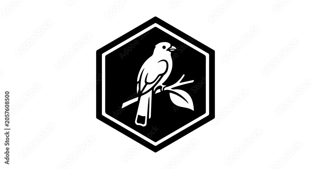 Fototapeta premium Bird icon, outline style, white background, vector illustration