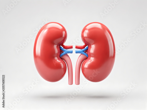 Human Kidney Anatomy Isolated on White Background – Detailed 3D Medical Illustration