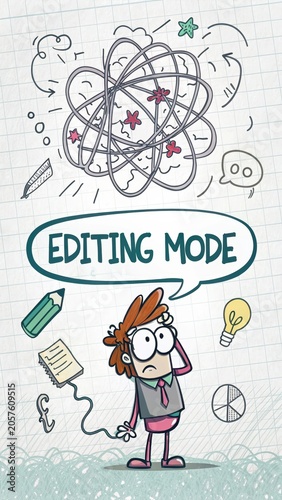 Creative Illustration of Editing Mode Concept on Notepad Design