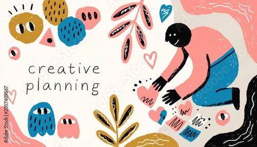 Creative Planning Illustration with Vibrant Shapes and Colors