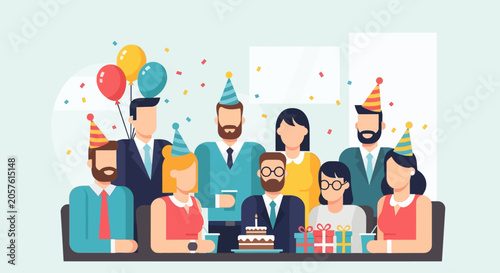 Team celebrates boss's special day with cake and gifts in office