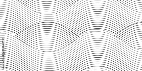 Abstract intertwining black lines on a white background. Modern striped vector background
